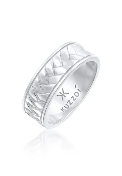 KUZZOI - Ring - Herenring Visgraat Vintage Massief in 925 Sterling Zilver - Heren