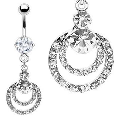 Aramat Jewels | Piercings | Elegante Navelpiercing met Transparante Kristal | | | |20mm | Staal | Volwassenen | Verkleurd niet