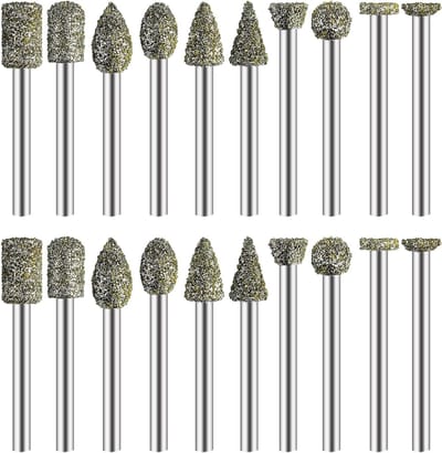 Set van 20 Diamant Slijpkoppen voor Rotatietools - Geschikt voor Glas, Steen en Cementstaal - Ideaal voor Precisie Slijpen en Boren