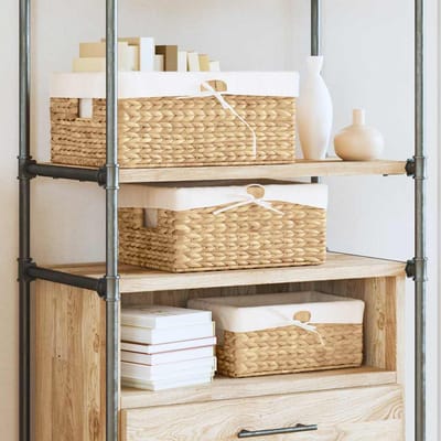 vidaXL - Opbergmanden - 3 - st - Waterhyacint - 40 - x - 30 - x - 18 - cm - Naturel