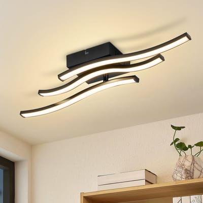 NETTLIFE LED Plafondlamp - Modern - Zwart - 18W - 3000K Warmwit - Golvend Design - Voor Woonkamer Slaapkamer Keuken Gang