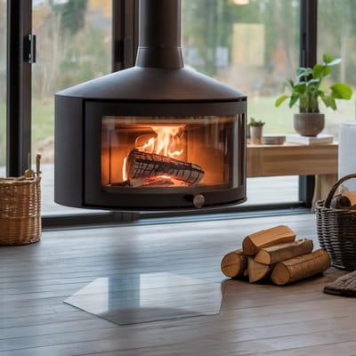 Coloray Vloerplaat Houtkachel - Transparant Vloerplaat Openhaard - 40 cm x 34,6 cm - Transparant Houtkachel Accessoires - Transparant Vloerplaat Kachel - Zeshoek Vloerplaat Kachel - Transparant Verwarmingsaccessoires