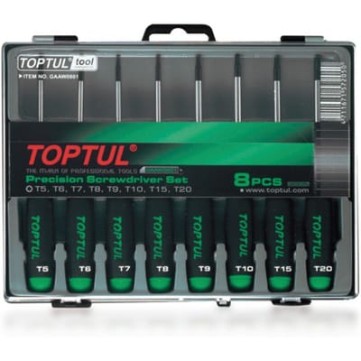 TORX-schroevendraaier Set TOPTUL Precisie 8st (T5 T6 T7 T8 T9 T10 T15 T21)
