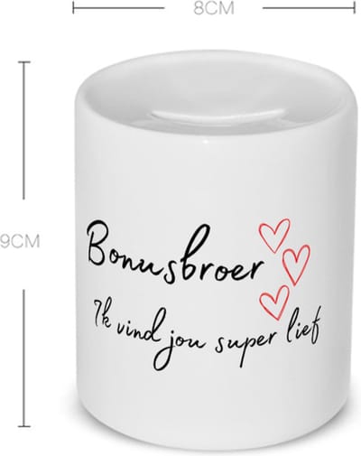 Akyol - bonusbroer ik vind jou super lief Spaarpot - Broer - de liefste bonusbroer - verjaardag - cadeautje voor broer - broer artikelen - kado - geschenk - 350 ML inhoud