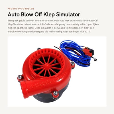 Dailygoods- Blow Off Valve - Elektronische Turbo Geluid - Universele Auto Onderdelen - Nep Afvalklep - BOV Simulator Kit - Eenvoudige Installatie