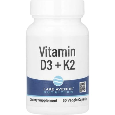 Lake Avenue Nutrition, Vitamine D3 + K2, 60 gélules végétales