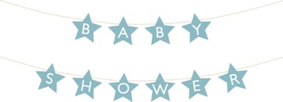 Partydeco - Babyshower banner sterren blauw (2,9 mtr)