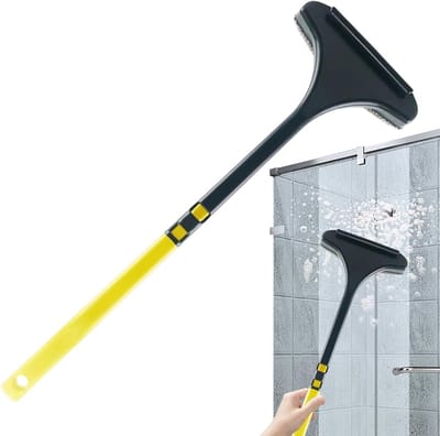 Glasreinigingsschraper - Schermreiniger Borstel - Vlekken Verwijderen - Dubbele Functie Ontwerp - 27 cm Lengte - Veelkleurig
