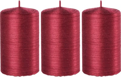 Enlightening Candles Cilinderkaars/stompkaars - 3x - rood - 6 x 10 cm - 25 branduren - sfeerkaarsen - kaarsen - Woondecoraties