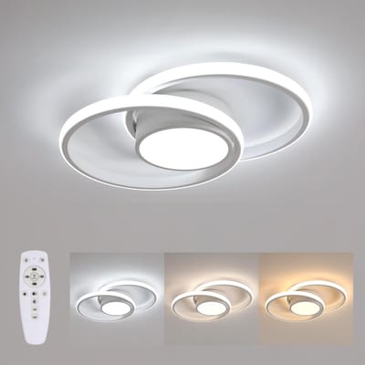 Dimbare witte dubbele cirkel LED-plafondlamp - Afstandsbediening - Verstelbaar 3000-6500K - Variabele sfeer