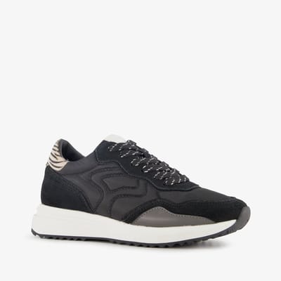Hush Puppies suède dames sneakers met zebraprint details zwart - Maat 36 - Uitneembare zool