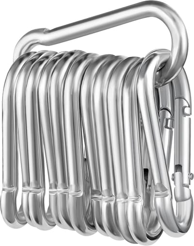 12 stuks karabijnhaken- karabijn-belastbaar tot 180 kg- Φ6 x 60 mm- verzinkt- belastbare karabijnhaak- sleutelhanger- karabijnhaak met veerhaak- voor rugzak- hondenriem- camping- reizen- wandelen enz