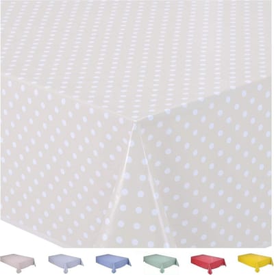 SnelShoppen - Rectangulaire PVC Tafelkleed 140 x 200 cm - Kleine Dots - Saliegroen - Onderhoudsvriendelijk - Ideaal voor Tuin, Keuken, Feesten en Camp