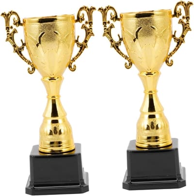 Mini Trofee - Prijzen Medailles - Competitie Belonen - Duurzaam Plastic - 21 cm - Goudkleurig