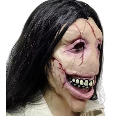 Masque en latex de fantôme d'horreur féminin bouche ouverte One size fits all adults rouge