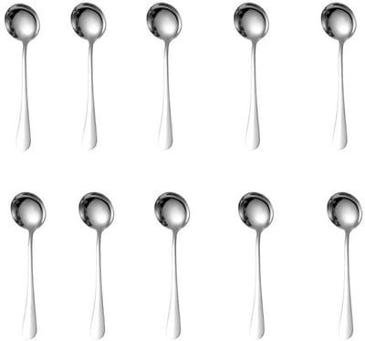 10-stuks Ronde lepelset van roestvrij staal - Westerse ronde lepel - Ronde lepel van roestvrij staal - Ronde lepel voor het diner - Dessertbestek - Keukengerei - 17 * 4,5 cm - Geschikt voor thuis, keuken en restaurant - Zilver
