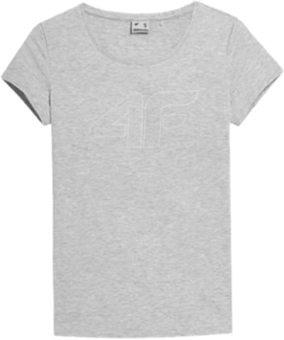 4F Dames T-shirt XXL - Grijs Katoen, Stijlvol & Comfortabel, Minimalistisch Logo, Perfecte Pasvorm