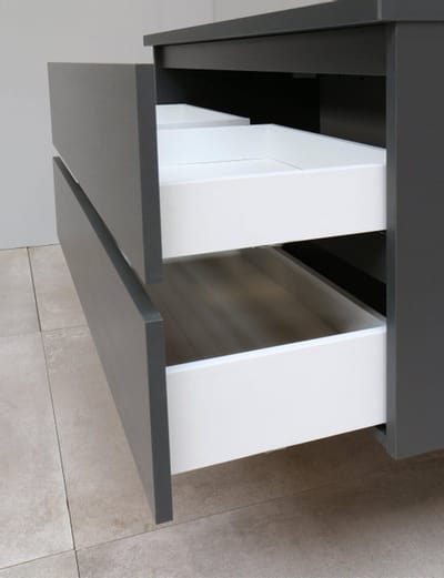 Basic Bella Badkamermeubelset - 100x55x46cm - 1 wasbak - Acryl - Zwart - 2 kraangaten - Zonder spiegel - Melamine Antraciet mat