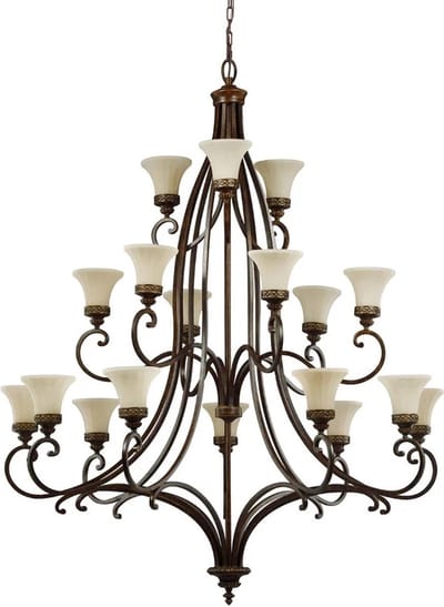 Kroonluchter - Steady Lighting - Metaal -  - E27 - L: 137cm - Voor Binnen - Woonkamer - Eetkamer - Walnut