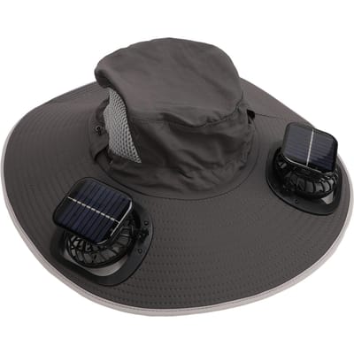 Chapeau de soleil pour homme avec 2 ventilateurs solaires, en nylon UPF 50, à large bord, séchage rapide, rechargeable par USB, rafraîchissant pour l'été