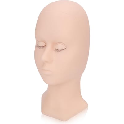 Wimperverlenging Mannequin Hoofd Verwijderbare Oogleden Hoge Simulatie Siliconen Wimper Training Oefening beige