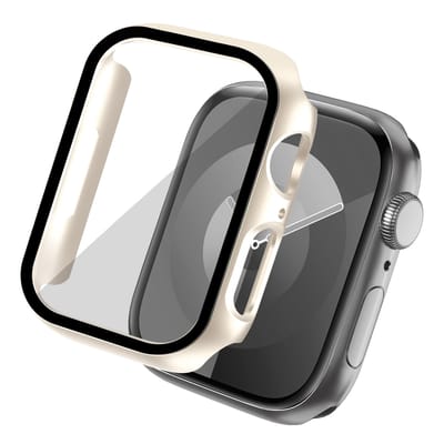 Screen protector - Geschikt voor Apple Watch 7 / 8 / 9 - 41 mm - Full Cover Hard Case / Beschermend Hoesje - Sterrenlicht