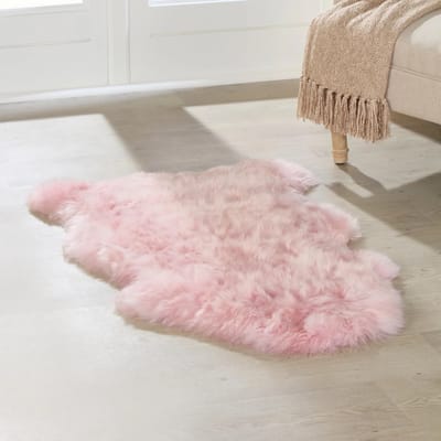 Echte Rosa Roze Schapenvacht Zijdezacht Natuurlijk Zacht Pluizig Echt Wol Tapijt