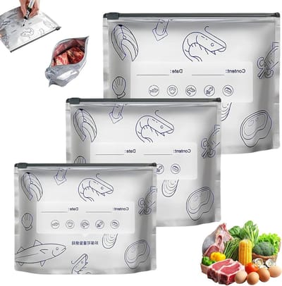 Herbruikbare opbergzakken - 30 stuks met ritssluiting in 3 maten voor groenten, fruit en snacks