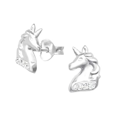 Aramat Jewels | Oorbellen | Unieke Zilveren Unicorn Oorbellen - Tijdloos & Stralend | | | |7mm | Zilver | Kinderen | Verkleurd niet