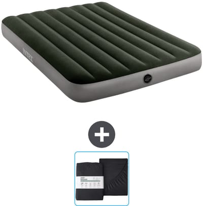 Intex Luchtbed - Twijfelaar - 137 x 191 x 25 cm - Groen - Inclusief en Hoeslaken