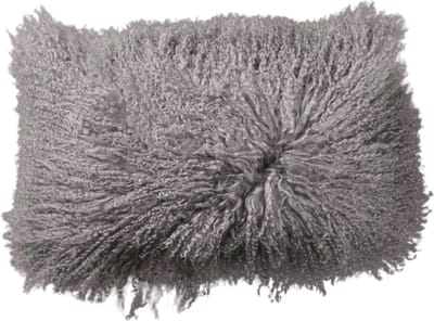 Van Buren - Tibetaans schapenvacht kussen - Taupe 30x50cm - 100% echt schapenvacht