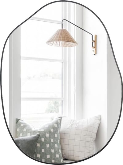 Ronde Wandspiegel met Zwarte Metalen Frame voor Woonkamer en Slaapkamer