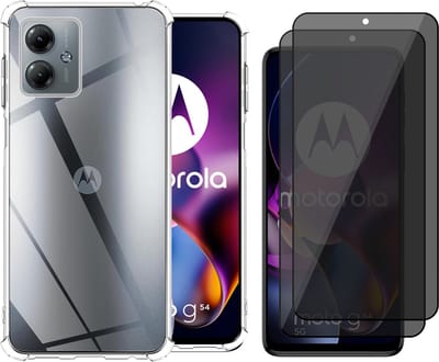 Hoesje geschikt voor Motorola Moto G54 - 2x Privacy Screenprotector Volledig Dekkend Glas - Shockproof Transparant
