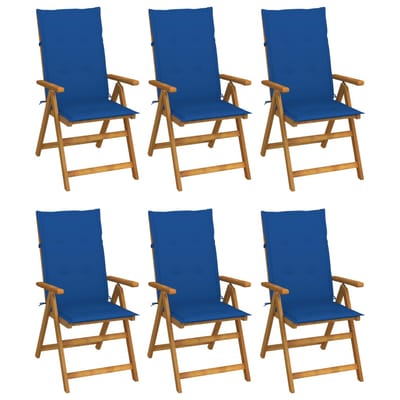 vidaXL - Inklapbare - stoelen - 6 - st - met - kussens - massief - acaciahout