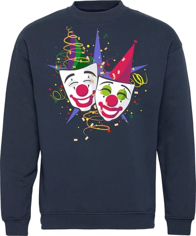 Sweater Carnaval Masker | Carnaval | Carnavalskleding Dames Heren | Navy | maat XS