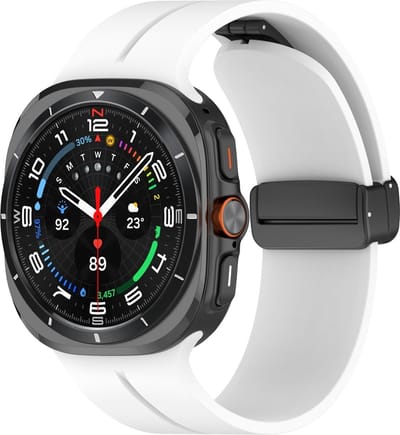 By Qubix - Compatible Samsung bandje - D-buckle sportband - Wit - Geschikt voor Samsung Galaxy Watch Ultra / Ultra 2 - 47mm