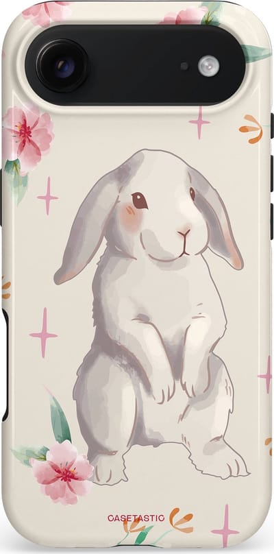 Casetastic hoesje geschikt voor Apple iPhone Air - MagSafe - Dubbellaagse bescherming - Klein konijntje - Fashion Case - Lichtgrijs Crème