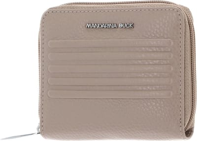MANDARINA DUCK Leren Portemonnee I-Con Zip Wallet Warm Taupe