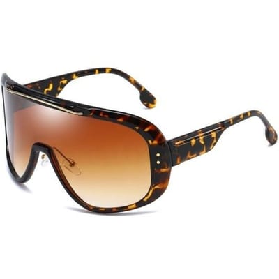 Spiegelvizier Zonnebril UV400 Oversized Winddichte Sportbril voor Dames Heren Eén Stuk Groot Montuur Zonnebrillen as picture brown