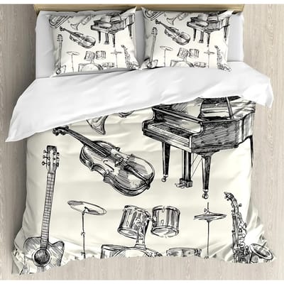 Rock Muziek Gitaar Dekbedovertrek Bed Beddengoed Set Voor Dubbel Huis Textiel Dekbedovertrek Kussenslopen Slaapkamer Beddengoed Set (Geen vel) EU single(135x200cm)