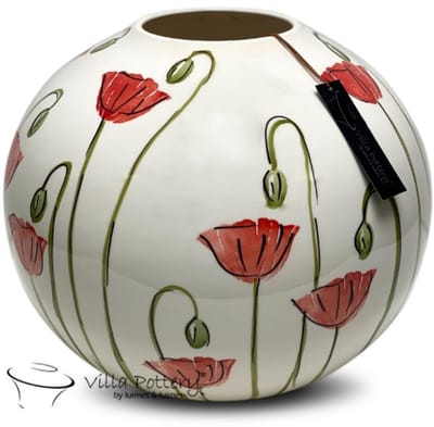 Vaas - Villa Pottery - Woondecoratie - Keramiek - Decoratie - Klaprozen - Poppy 6_2 Red