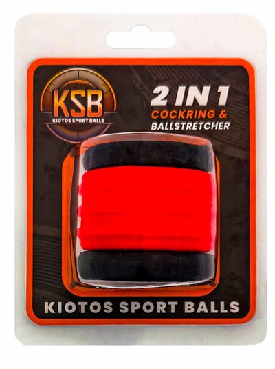 Kiotos - 2 in 1 Siliconen Cockring & Ball Stretcher - Rood/Zwart