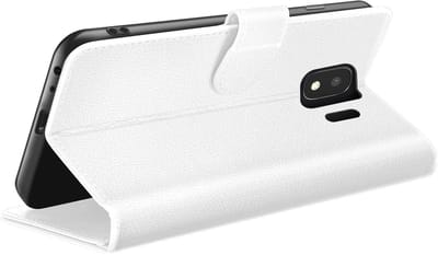 Zanae, Hoesje geschikt voor Samsung J4 - Wallet Case & Magneetsluiting, Wit