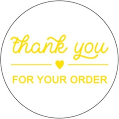 Stickers Multiplaza  "THANK YOU FOR YOUR ORDER"  50 stuks  Etiketten  wit  goud  bedankt - promoten bedrijf - hobby - bedrijf - webshop - bestellingen - brief - pakket