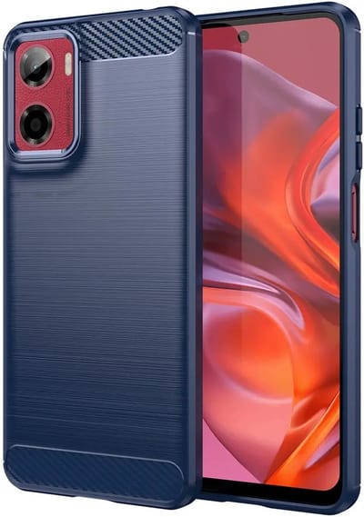 Geborsteld TPU Hoesje Geschikt voor Motorola Moto G05 | Beschermhoes | Back Cover | Flexibel TPU | Stijlvol Carbon | Dun | Blauw