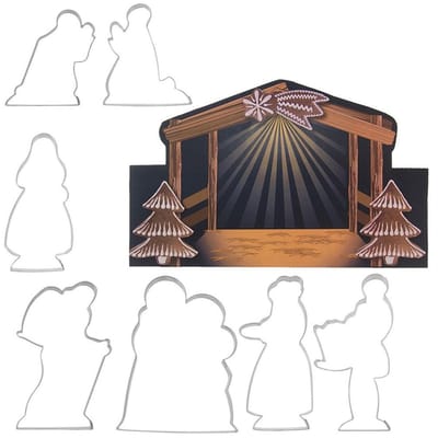 Orion Koekjesvormpjes Kerststal - 7 Delige Set Roestvrij Staal