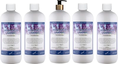 Bodylotion Lavendel 1 Liter - met gouden pomp - set van 5 stuks - Voordeelverpakking