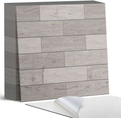 Coloray Plaktegels - Houtkleurige planken Zelfklevende Tegels - 20 cm x 20 cm - Grijs Plaktegels - 20 stuks - Vierkant PVC Tegels - Plaktegels Badkamer - Plaktegels Vloer - Vinyl Tegels - Wandtegel Zelfklevend