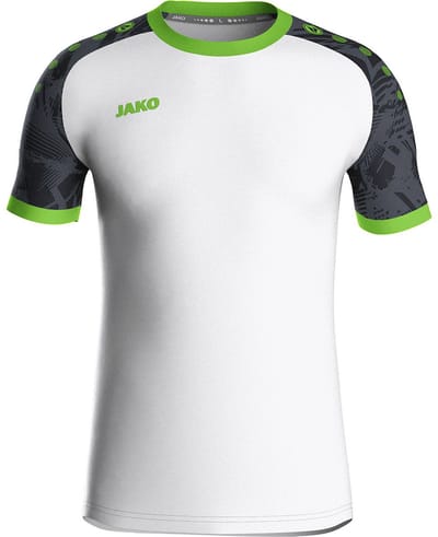 Jako Iconic Shirt Korte Mouw Kinderen - Wit / Zwart / Fluo Groen | Maat: 128