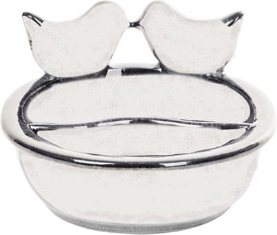 Vogelvoeder- en drinkschaal wit keramiek 21 cm - vogelvoerbak - vogeldrinkbak
